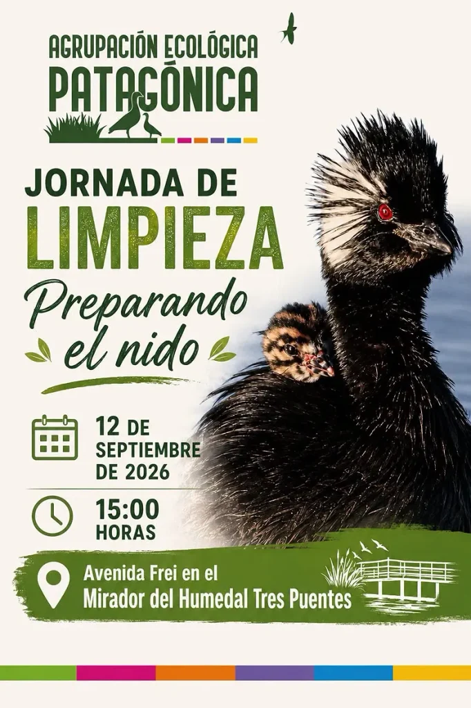 Afiche Jornada de limpieza preparando el nido en el humedal tres puentes el 12 de septiembre de 2026